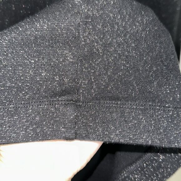 LOFT XL Black Silver Shimmery Metallic Ponte Knit Wide Leg Pull on Crop Pants - Picture 5 of 8